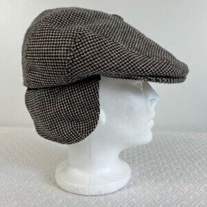 Magill Vintage Cabbie Cap Hat Ear Flaps Gray Newsboy Pressboy Gatsby Wool Large